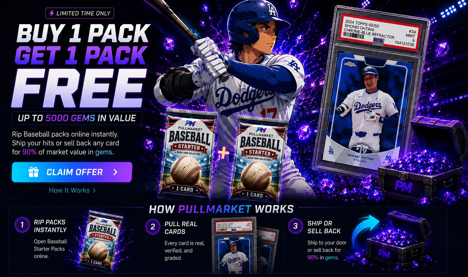 Pullmarket baseball buy one pack get one pack free offer