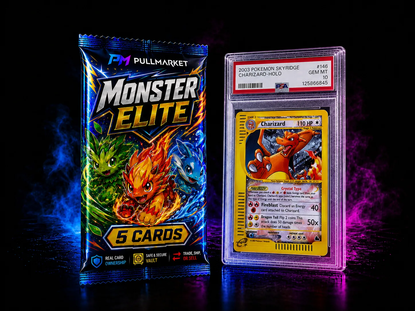 Pokemon-inspired online card pack opening on Pullmarket