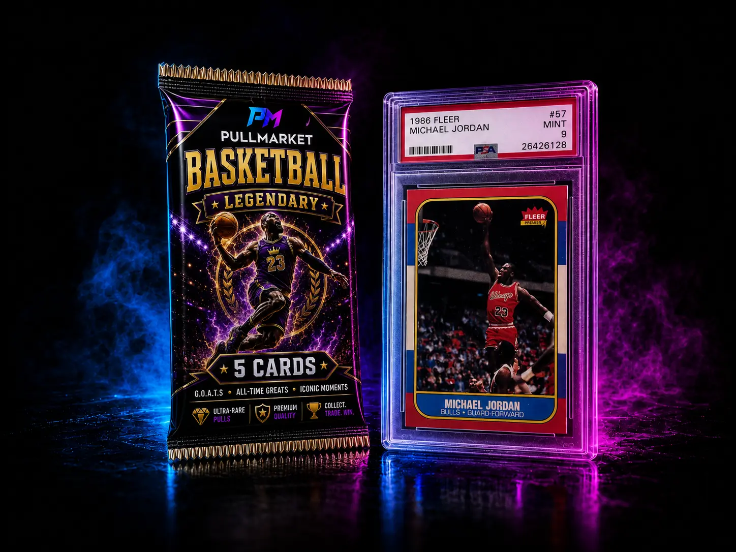 Pullmarket digital pack opening and graded card pulls