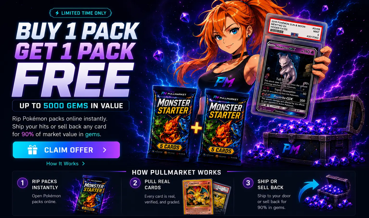 Pullmarket Pokemon buy one pack get one pack free offer