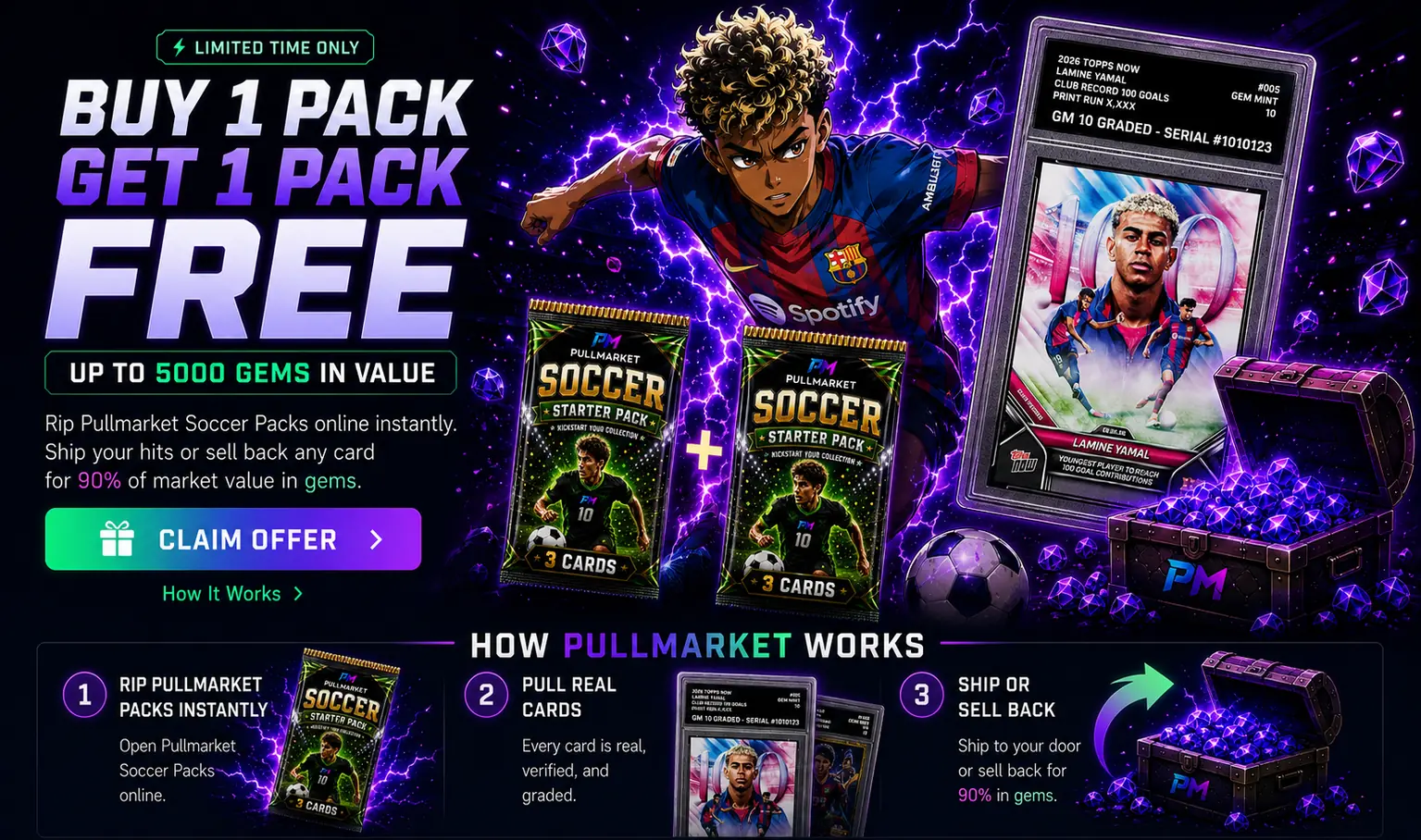 Pullmarket soccer buy one pack get one pack free offer